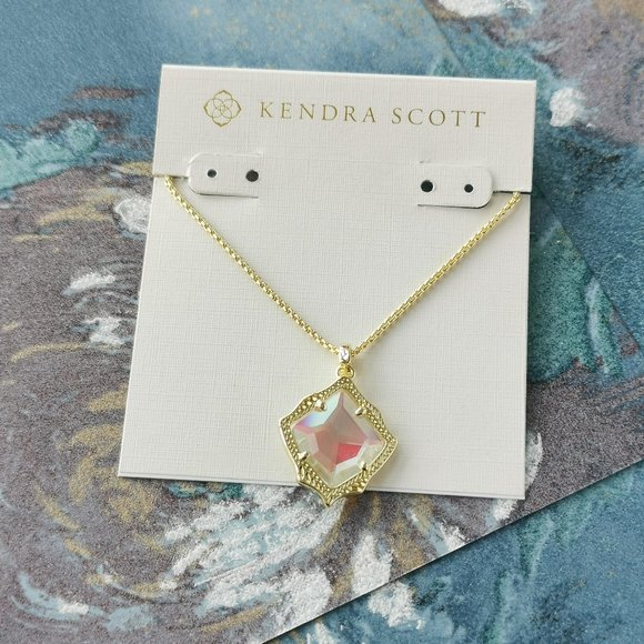 Kendra Scott Jewelry - Kendra Scott Kacey Gold Dichroic Glass Long Pendant Necklace New w/dust bag